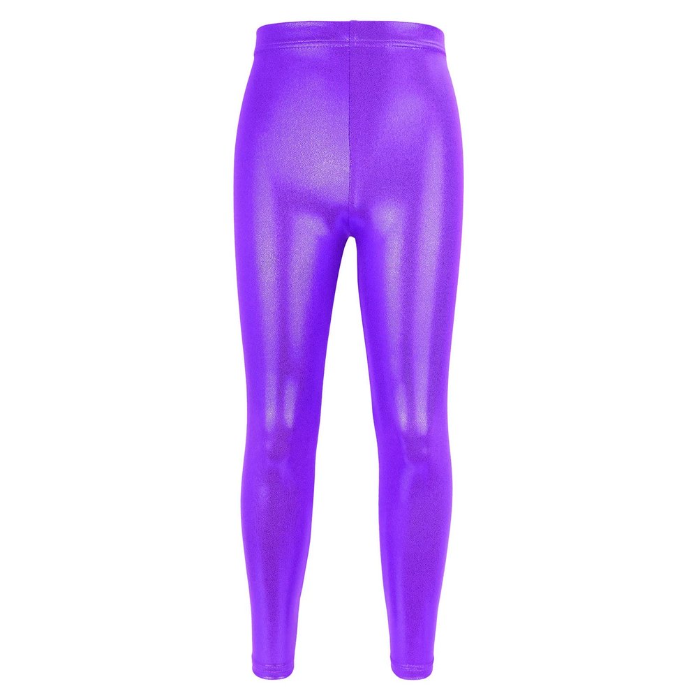 Toddler Girls Dance Bike Short Breathable Playgrounds Gymnastics Glitter Ballet Pants Cute Girl Pants (Purple, 6-7 Years)