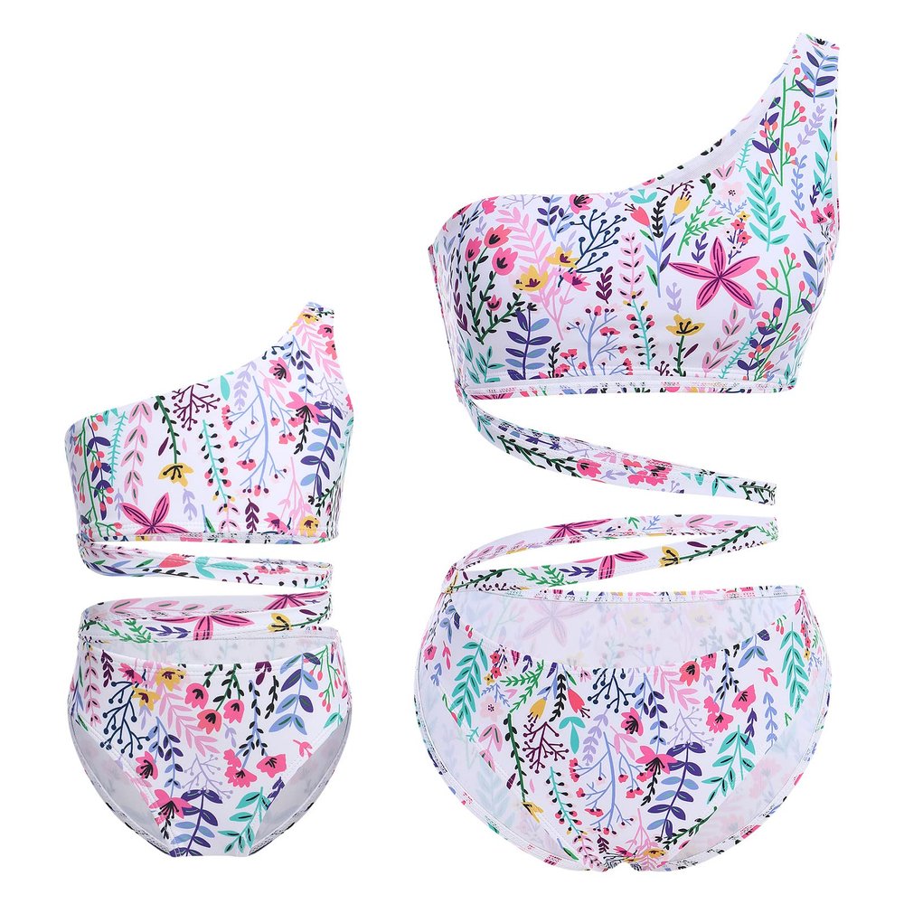 Mommy and Me Swimsuits Family Matching Swimsuit for Mom and Daughter Bathing Suits for Girls Toddler Kids Teen Women Swimwear Suit Bikini Set One Piece Monokini Outfit Colorful Pink Floral 5-6X
