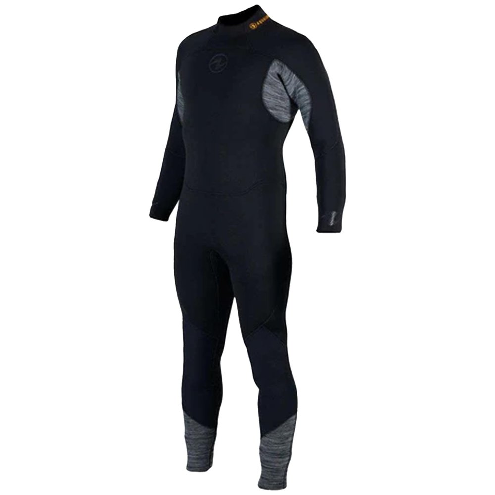 Aqualung Men's AquaFlex Dive Wetsuit - Flexible 4-Way Stretch Neoprene Full Suit w/Powertex Knee Protection for Scuba Diving, Black, Medium/Large, 7mm