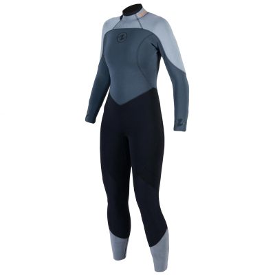 Aqualung Women's Aquaflex Dive Wetsuit - 4-Way Stretch Neoprene Full Suit w/Semi-Dry Back Zipper & Powertex Knee Protection, Black/Dark Gray, X-Large, 5mm