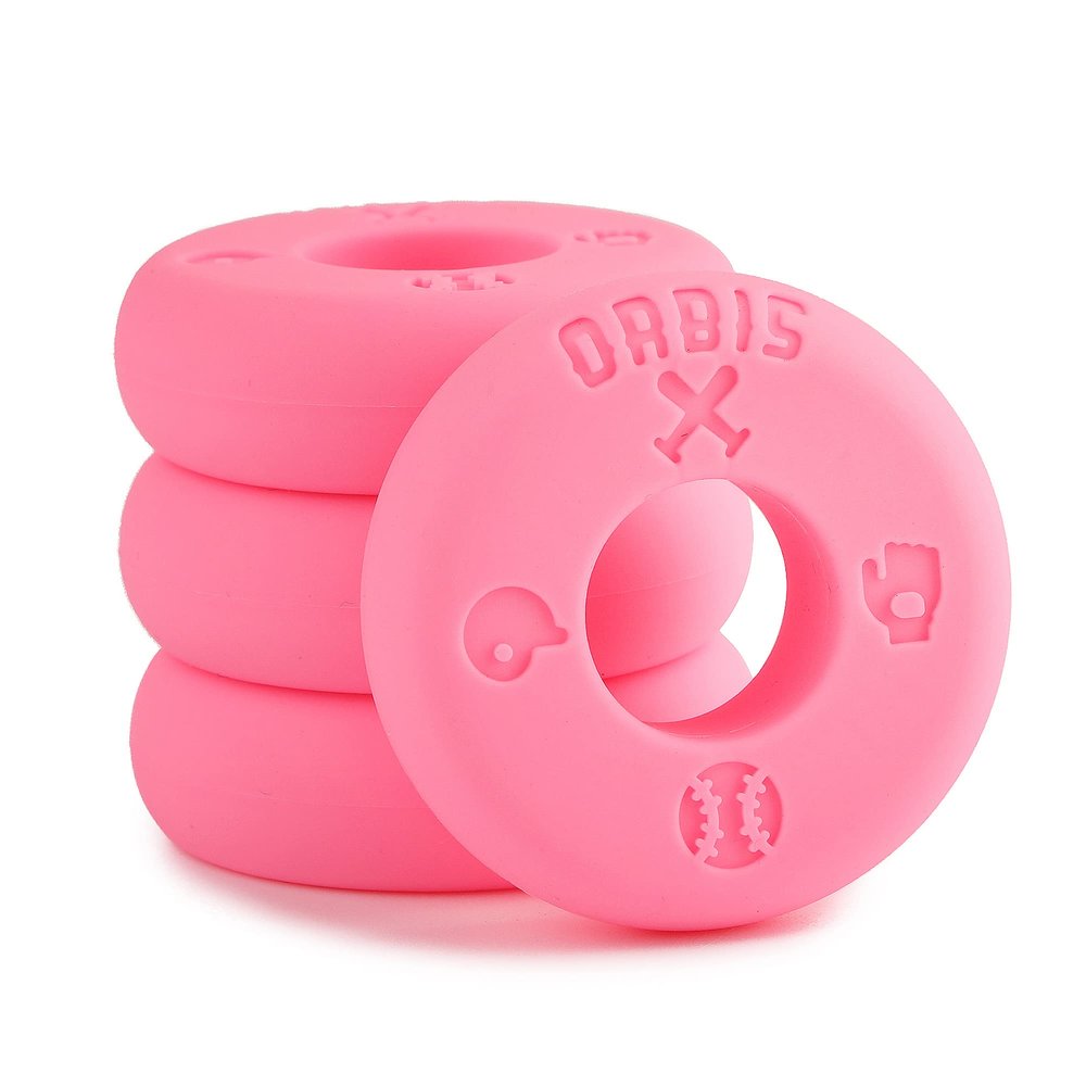 Orbis Bat Grip Choke Up Rings with Baseball Icons, 4 Pack, Bat Knob Stacker for Youth Baseball, Softball and Tee Ball, Improve Grip and Reduce Sting