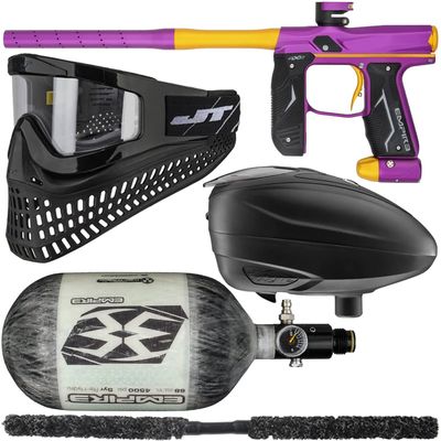 Action Village Empire Axe 2.0 Ultimate Paintball Gun Package Kit (Dust Purple/Dust Gold, Tank Size: 68/4500)