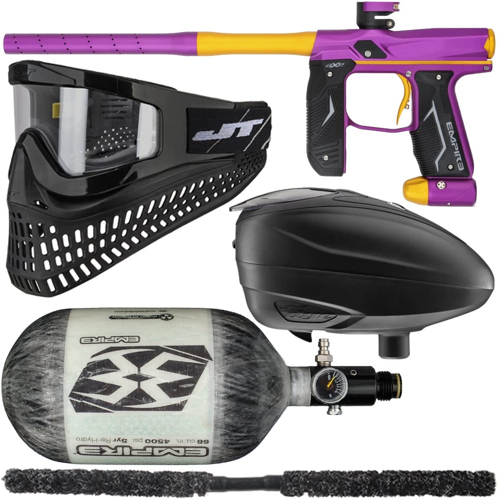 Action Village Empire Axe 2.0 Ultimate Paintball Gun Package Kit (Dust Purple/Dust Gold, Tank Size: 68/4500)