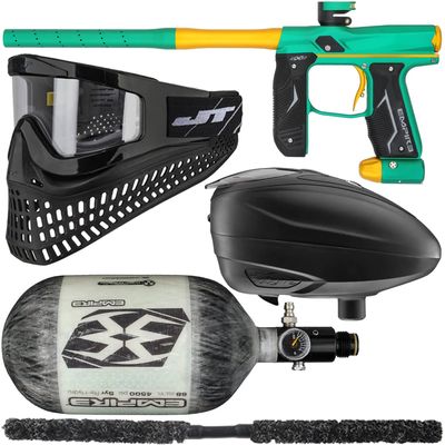Action Village Empire Axe 2.0 Ultimate Paintball Gun Package Kit (Dust Spearmint/Dust Gold, Tank Size: 68/4500)