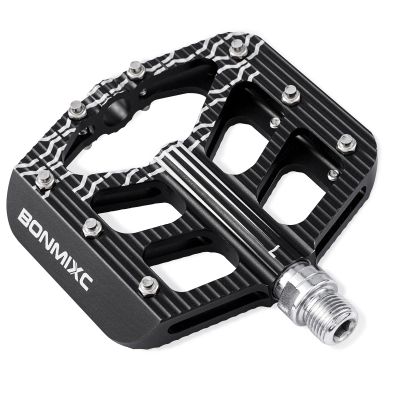 BONMIXC Bike Pedals 9/16 Adult Large Platform Mountain Bike Pedals Sealed Bearing Flat Sturdy Bicycle Pedals Black