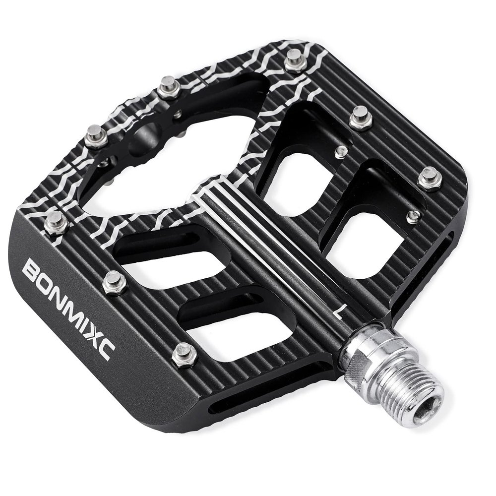 BONMIXC Bike Pedals 9/16 Adult Large Platform Mountain Bike Pedals Sealed Bearing Flat Sturdy Bicycle Pedals Black
