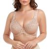 TELIMUSSTO Women's Full Coverage Floral Lace Underwired Bra Plus Size Non Padded Comfort Bra 44-D Beige view 2