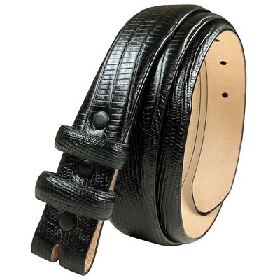 24/29 Genuine Full-Grain Cowhide Leather Dress Belt Strap with Snaps, Fits 1"(25mm) Wdie Buckle (Lizar Black, 40)