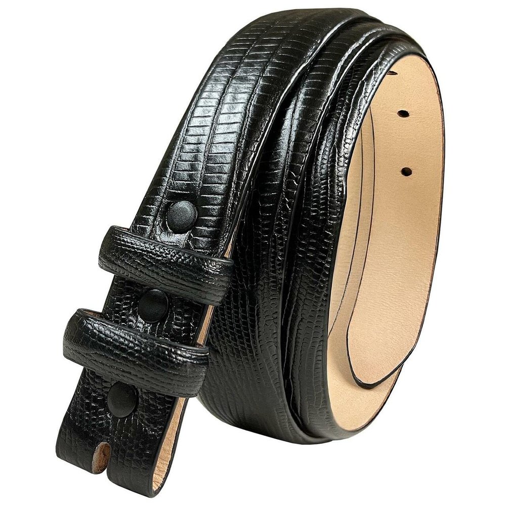 24/29 Genuine Full-Grain Cowhide Leather Dress Belt Strap with Snaps, Fits 1"(25mm) Wdie Buckle (Lizar Black, 40)