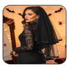 HEREAD Black Bride Wedding Veil Short 2 Tiers Waist Length Bridal Tulle Halloween Veil Hair Accessories with Comb and Ribbon Edge view 1