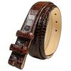 24/29 Genuine Full-Grain Cowhide Leather Dress Belt Strap with Snaps, Fits 1"(25mm) Wdie Buckle (Alligator Brown, 46) view 1