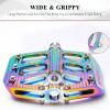 BONMIXC Bike Pedals MTB Pedals Non-Slip BMX Pedals Sealed Bearing Fashion Flat Rainbow Bike Pedals 9/16" Oil Slick view 3