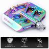 BONMIXC Bike Pedals MTB Pedals Non-Slip BMX Pedals Sealed Bearing Fashion Flat Rainbow Bike Pedals 9/16" Oil Slick view 4
