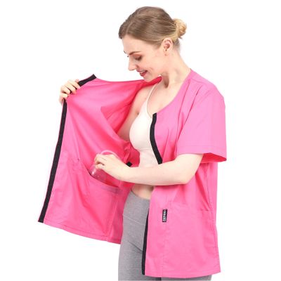 Post Surgery Shirt Mastectomy Recovery Shirt with Rehab Postoperative Shirt Hidden Drain Pockets Port Access for Breast Reconstruction(Blue)