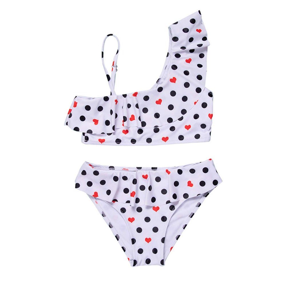 AnFeng Girls Bikinis Toddler Dot Beachwear Baby Kids Polka Swimwear Bikini Girls Two Piece Swimsuit Girls Swimwear (White, 3-4 Years)