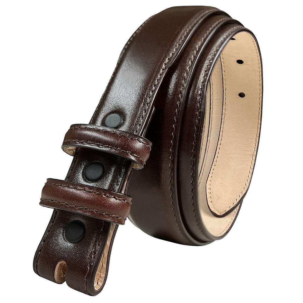 24/29 Genuine Full-Grain Cowhide Leather Dress Belt Strap with Snaps, Fits 1"(25mm) Wdie Buckle (Smooth Brown, 50)