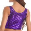 Agoky Womens Rave Festival Mermaid Scale Print Tank Top Stretchy Sports Sleeveless Vest Purple One Size view 2