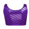 Agoky Womens Rave Festival Mermaid Scale Print Tank Top Stretchy Sports Sleeveless Vest Purple One Size view 4