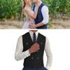 Men Suit Vest, Double Breasted Slim Fit Lapel Groomsmen Wasitcoat for Tuxedo Blazer (M-3XL Size to Choose) (Color : Gray, Size : Medium) view 3