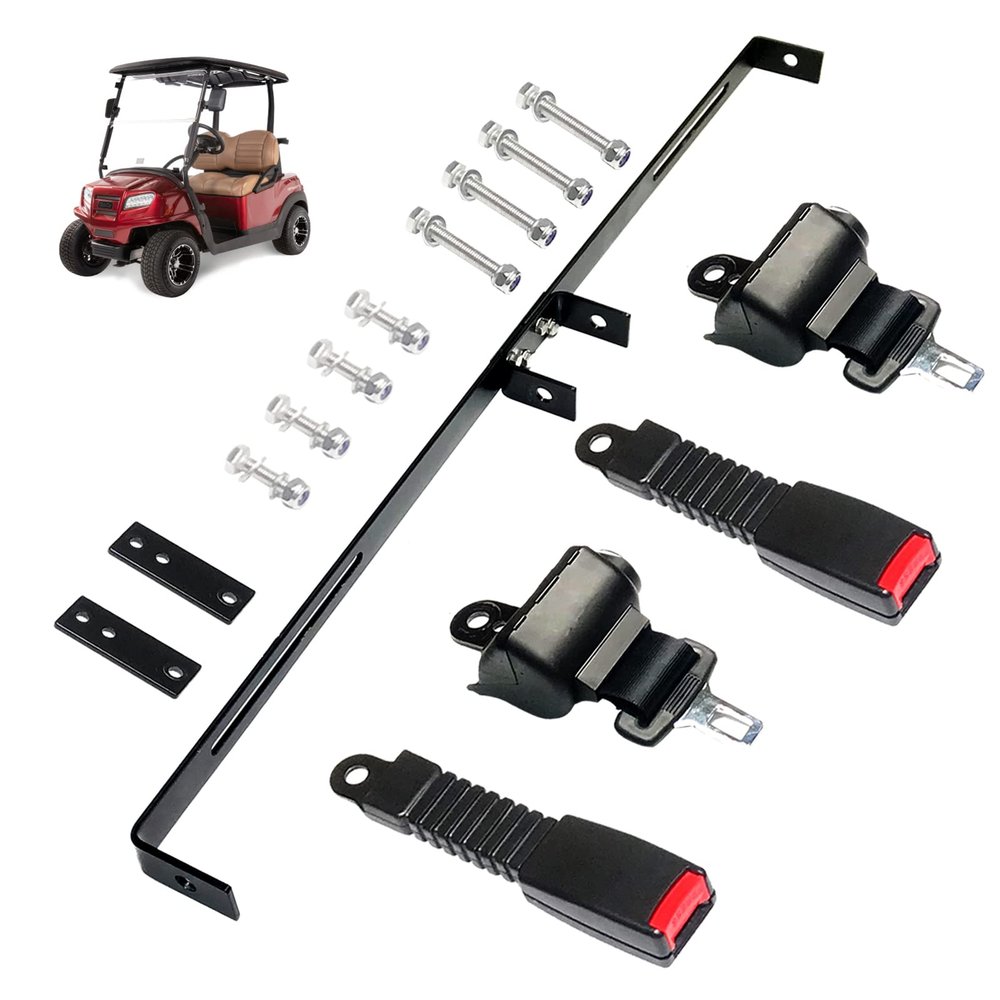 AIWEILUCK 2 Passenger Golf Cart Retractable 42" Seat Belts with Belt Bracket Kit for Yamaha Club Car DS Precedent EZGO TXT RXV