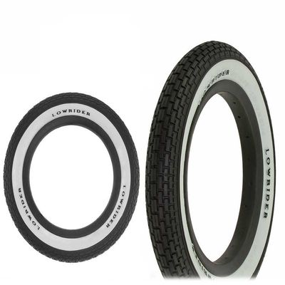 Lowrider Two Bike Tire 12 1/2 x 2 1/4 Black/White Side Wall Raised Letter HF-120A.