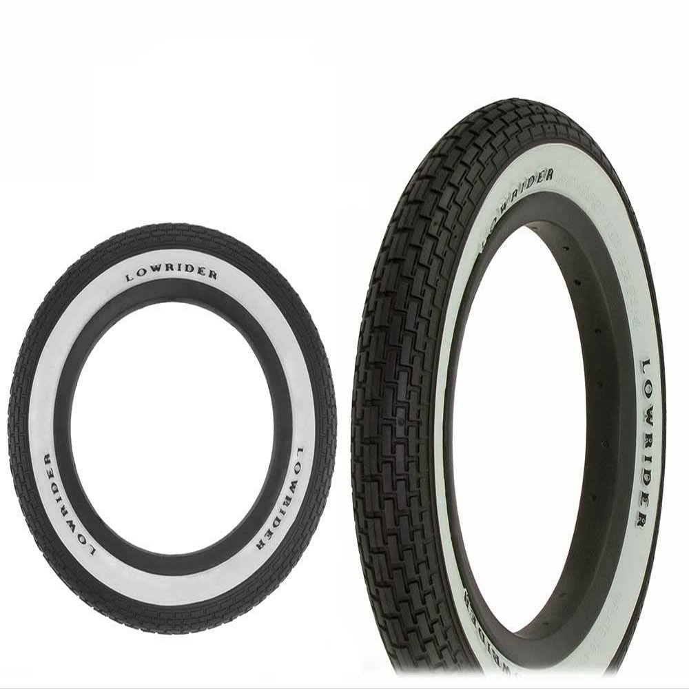 Lowrider Two Bike Tire 12 1/2 x 2 1/4 Black/White Side Wall Raised Letter HF-120A.