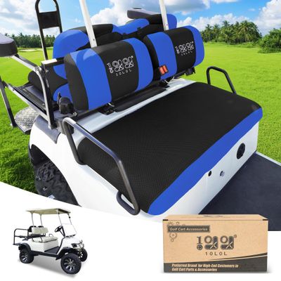 10L0L Golf Cart Front Rear Seat Covers for Yamaha G2 G8 G9 G11 G14 G16 G19 G22, Club Car DS pre-2000, Tomberlin Emerge, Made w/ 3D Air Mesh Polyester Fabric Breathable Washable -Blue