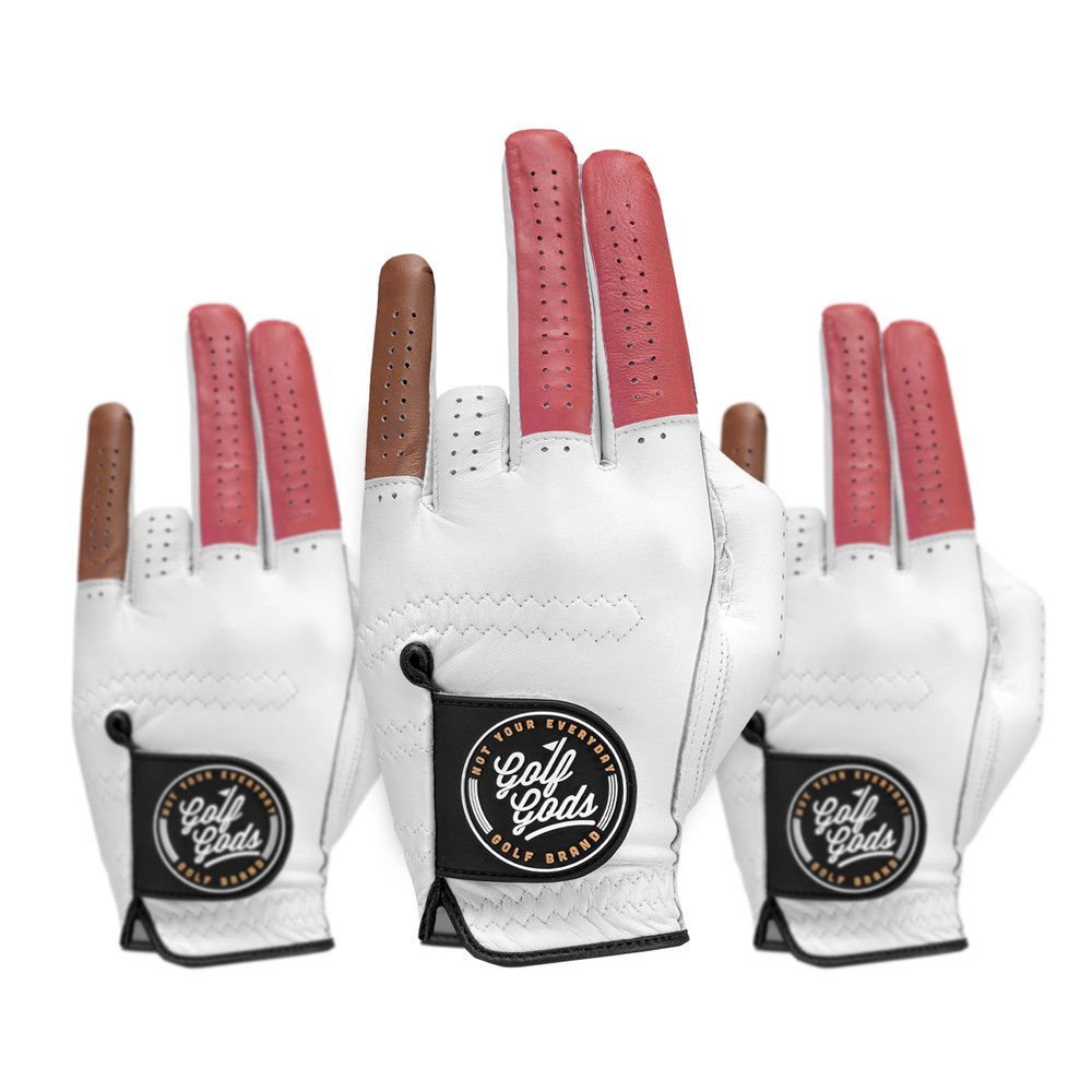 Golf Gods - Golf Glove 'Shocker' 3 Pack (Large - Right), White,Brown