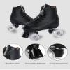 Ugboiu Roller Skates for Men and Women, Black Derby Roller Skates with 4 Shiny Wheel, Classic Double-Row Skates for Indoor and Outdoor view 2