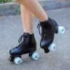 Ugboiu Classic Derby Roller Skates, Black - Men and Women, 4x Shiny Indoor/Outdoor Wheels view 4