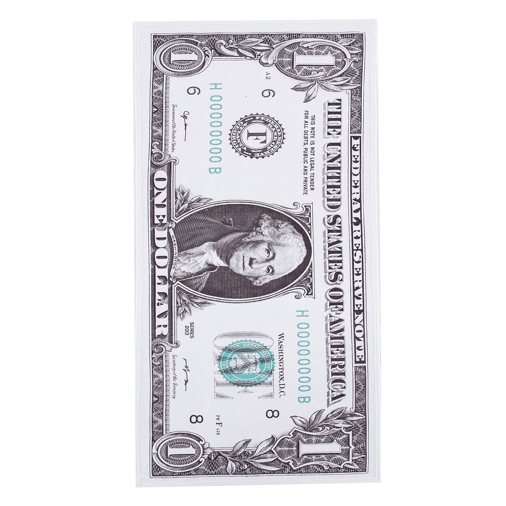 Northwest Classics Beach Towel, 30" x 60", Dollar Bill Design