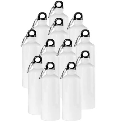 LGXEnzhuo 12PCS 600ML Aluminium Water Bottle White Sublimation Coated Bulk Pack Heat Press Sporting Cycling Blank Transfer Bottle