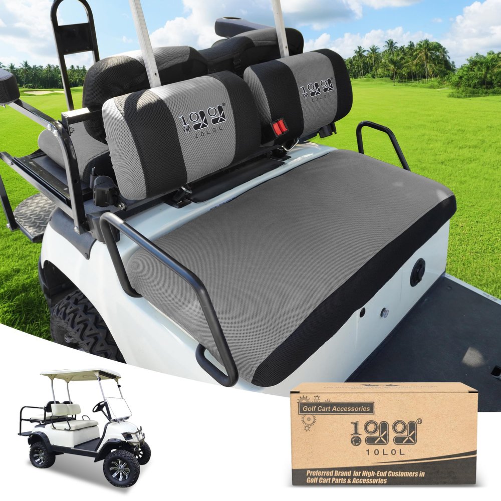 10L0L Golf Cart Front Rear Seat Covers for Yamaha G2 G8 G9 G11 G14 G16 G19 G22, Club Car DS pre-2000, Tomberlin Emerge, Made w/ 3D Air Mesh Polyester Fabric Breathable Washable -Grey