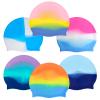 6pcs Silicone Swim Cap for Boys Girls Silicone Kids Swimming Cap Women Men Small Head Swimming Pool Swimming Cap for Long Hair Short Hair Multi Color Unisex Bath Silione view 1