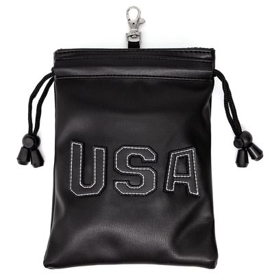 Golf Valuables Pouch,Golf Bag Pouch with Drawstrings Leather Tee Pouchs Bag for Men Women