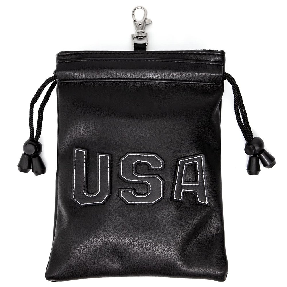 Golf Valuables Pouch,Golf Bag Pouch with Drawstrings Leather Tee Pouchs Bag for Men Women
