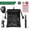 Golf Valuables Pouch,Golf Bag Pouch with Drawstrings Leather Tee Pouchs Bag for Men Women view 3