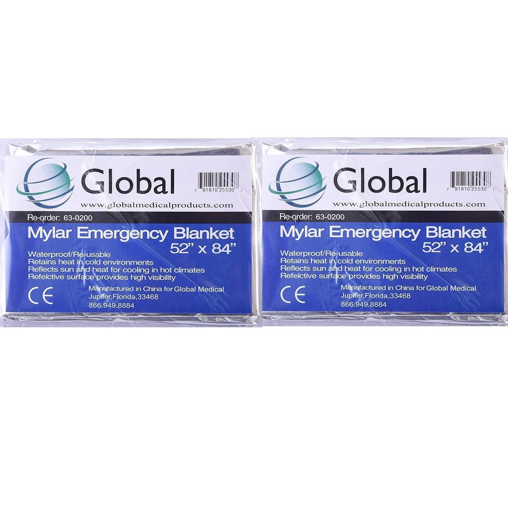 Medical Sales Supply Emergency Mylar Thermal Blankets - 2 Pack | Survival Space Fire Blankets for Outdoor Adventures, Marathons, First Aid | Waterproof & Windproof | Ideal for Camping & Hiking