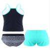 Moggemol Kids Girls 3 Piece Tankini Swimsuit Floral Print Top with Boyshorts Bottoms Bathing Suit Swimwear Aquamarine 10 Years view 2