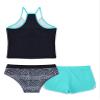 Moggemol Kids Girls 3 Piece Tankini Swimsuit Floral Print Top with Boyshorts Bottoms Bathing Suit Swimwear Aquamarine 10 Years view 4