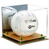 Better Display Cases Acrylic Volleyball Display Case with Mirror Case, Green Risers and Wood Base (B02/A027) view 1