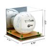 Better Display Cases Acrylic Volleyball Display Case with Mirror Case, Green Risers and Wood Base (B02/A027) view 2