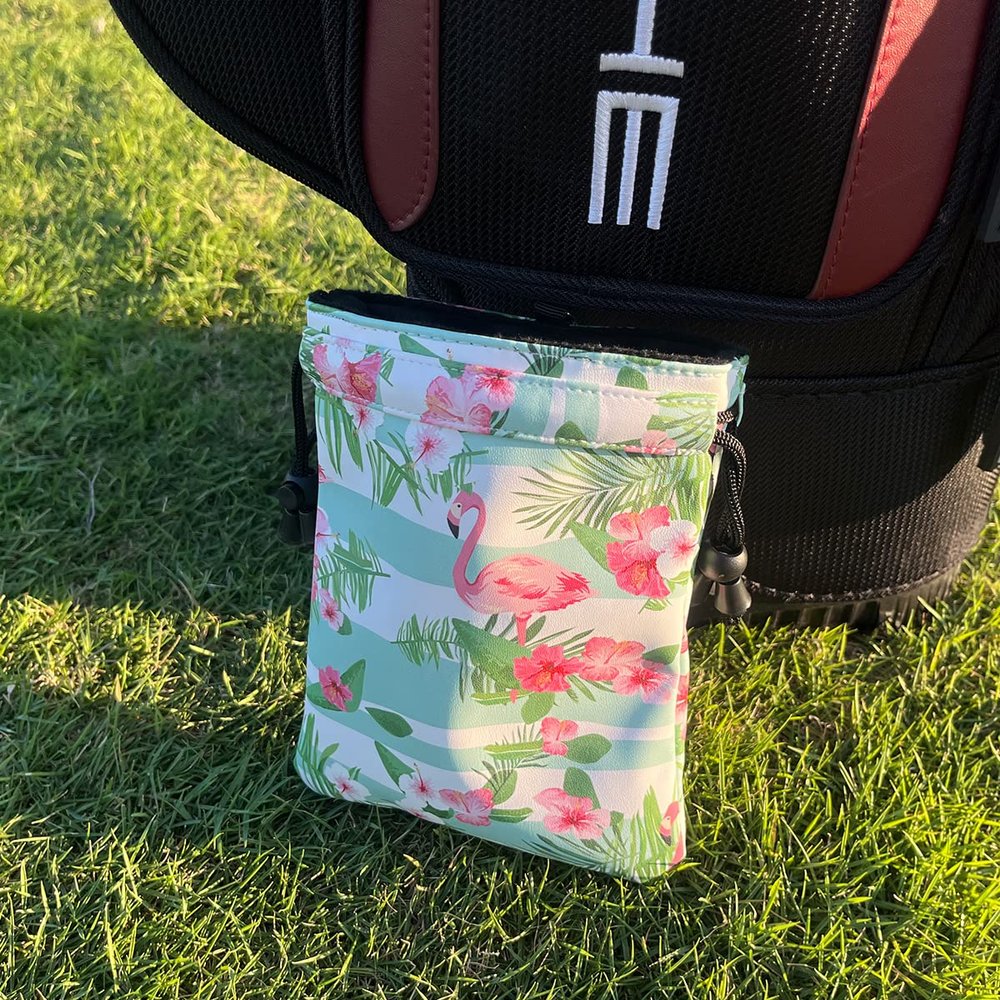 Golf Valuables Pouch Leather Tee Pouch with Drawstrings - Golf Ball Bag for Men & Women