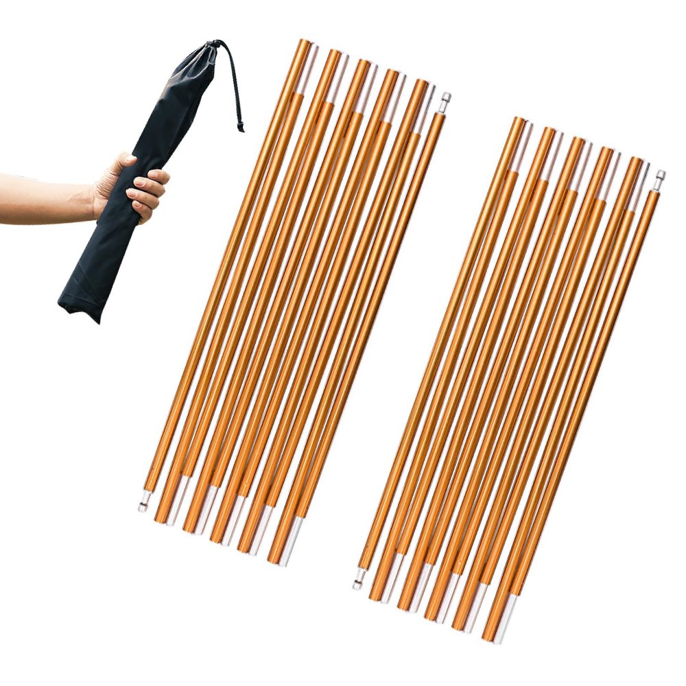 JEELAD Tent Pole Aluminium Rod Replacement Tent Pole Supporting Rod Awning Poles Kit for Outdoor Camping Hiking (A - Tent Poles - Gold, 13.25 ft)
