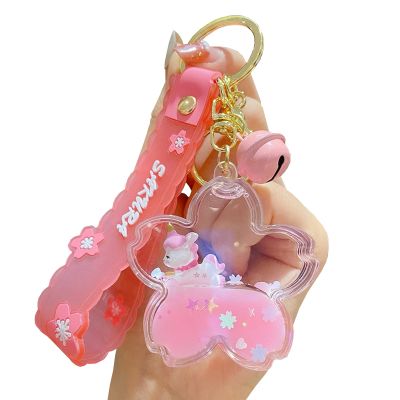 WIMETI Cute Unicorn Keychain Kawaii Liquid Quicksand Keychains Wrist Lanyard Wristlet Strap for Girl Woman Pink