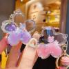 WIMETI Cute Unicorn Keychain Kawaii Liquid Quicksand Keychains Wrist Lanyard Wristlet Strap for Girl Woman Pink view 2