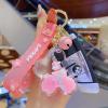 WIMETI Cute Unicorn Keychain Kawaii Liquid Quicksand Keychains Wrist Lanyard Wristlet Strap for Girl Woman Pink view 3