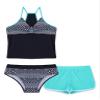 Moggemol Kids Girls 3 Piece Tankini Swimsuit Floral Print Top with Boyshorts Bottoms Bathing Suit Swimwear Aquamarine 8 Years view 3
