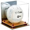 Better Display Cases Acrylic Volleyball Display Case with Mirror Case, Purple Risers and Wood Base (B02/A027) view 1