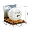 Better Display Cases Acrylic Volleyball Display Case with Mirror Case, Purple Risers and Wood Base (B02/A027) view 2